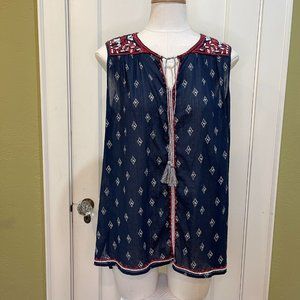 Lucky Brand Sleeveless Top with Stitches & Beads